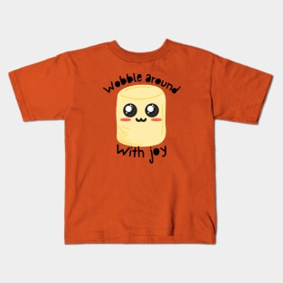 Kawaii Yellow Marshmallow - Wobble around with joy Kids T-Shirt